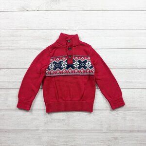 The Children’s Place Boys Fair Isle Sweater Snowflake Knit Henley Mock Neck 4
